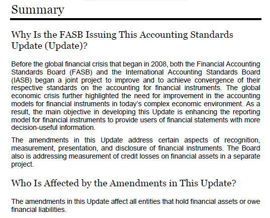 FASB 2016-01 Financial Instruments
