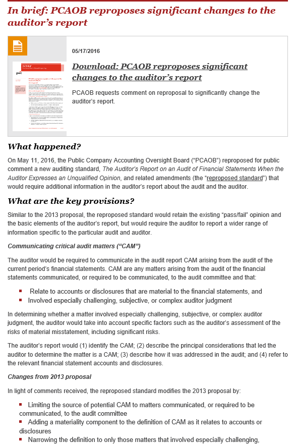 PCAOB proposes changes to audit report